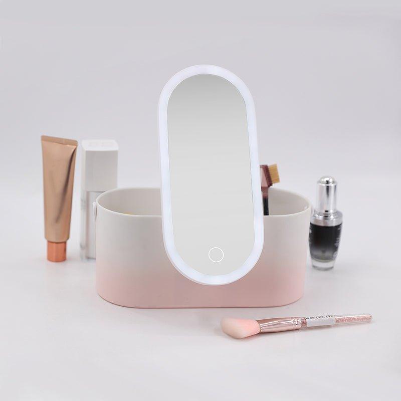 Portable Makeup Storage Box With Led Mirror