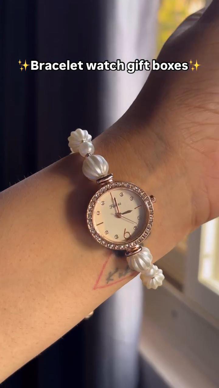 Crystal Beads Bracelet Watch With Box