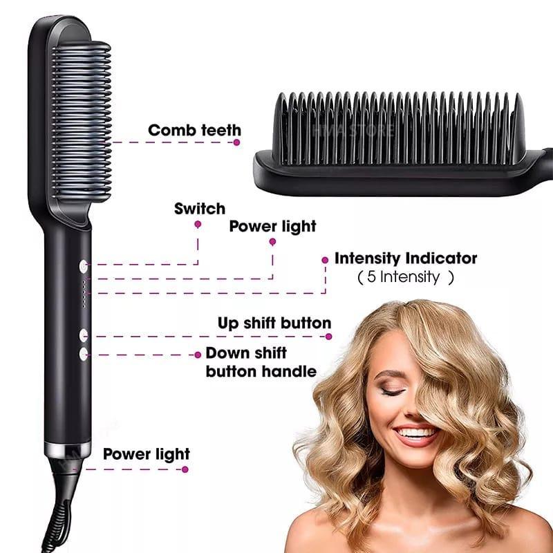 Profissional Hot Combs Anti-scalding Hair Straightener Brush Ceramic Hair Curler Heated Electric Smart Brush Hair Straightener