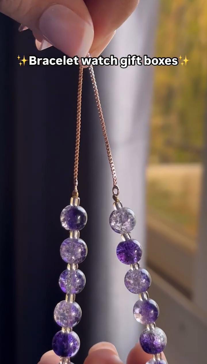 Crystal Beads Bracelet Watch With Box