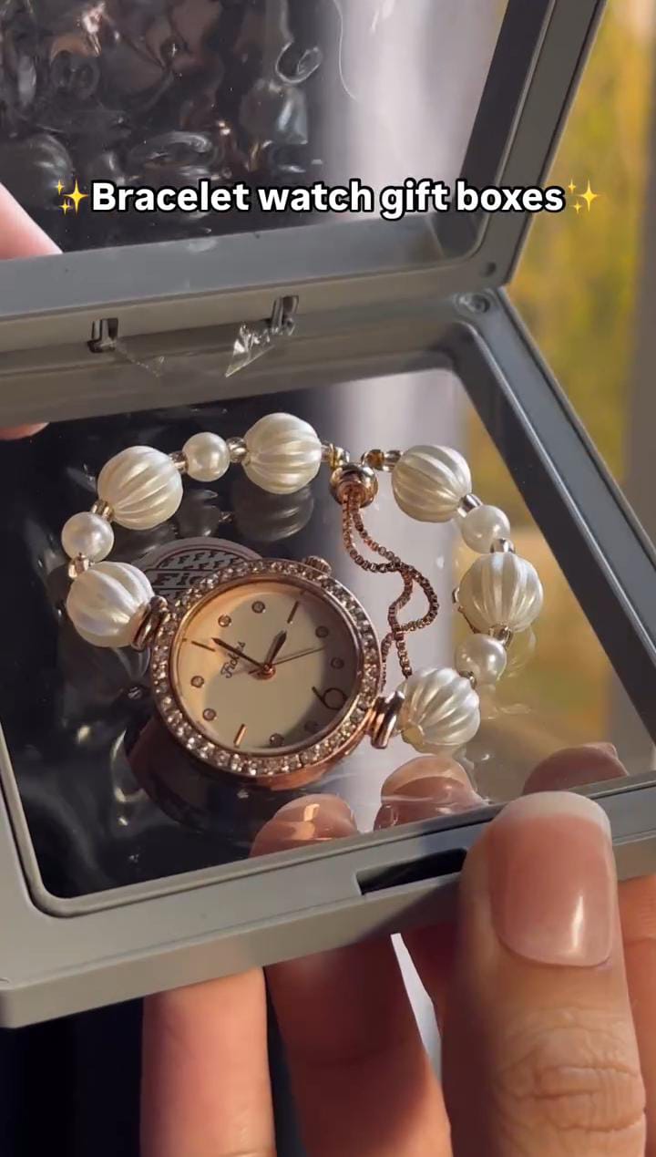 Crystal Beads Bracelet Watch With Box