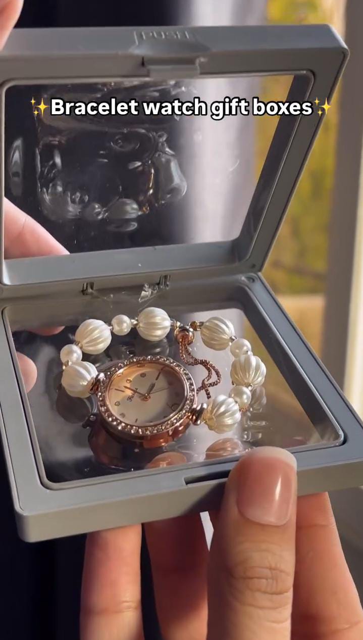 Crystal Beads Bracelet Watch With Box