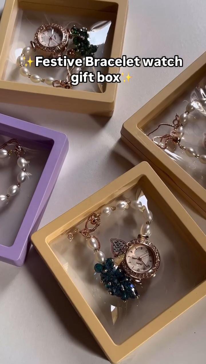 Festive Bracelet Watch With Box