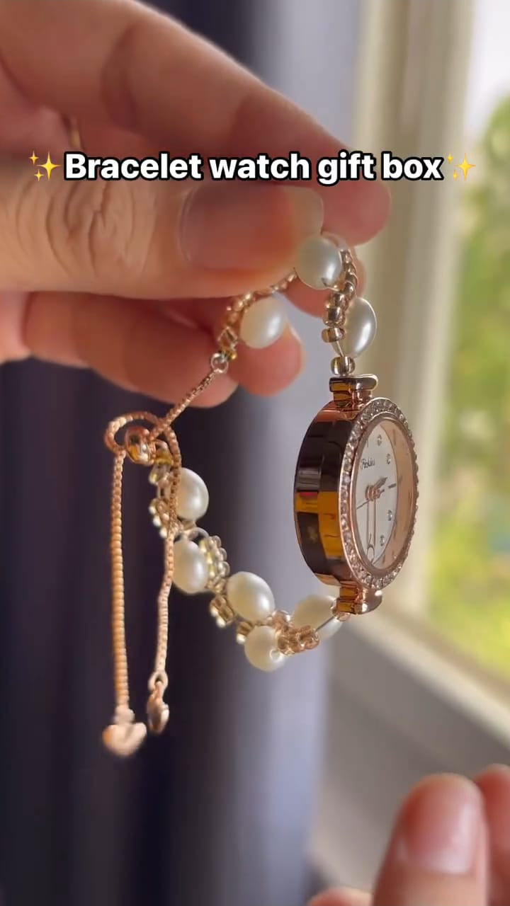 Pearl Beads Bracelet Watch With Gift Box