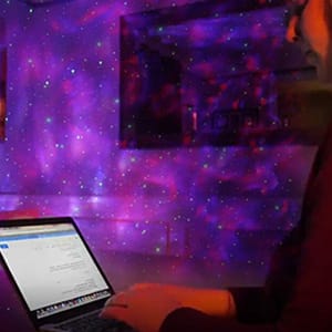 Wireless LED Projection Light Sound Control Auto Strobe Projector Lamp Bedroom Night Light (Black)