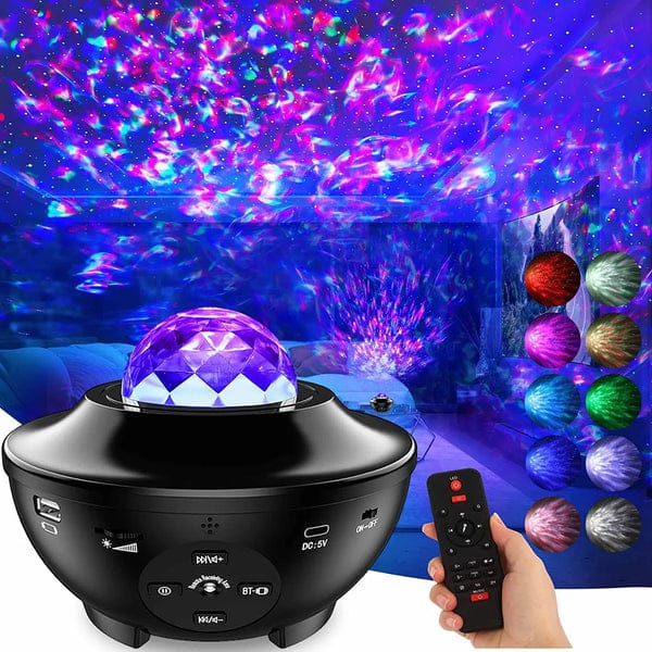 Wireless LED Projection Light Sound Control Auto Strobe Projector Lamp Bedroom Night Light (Black)
