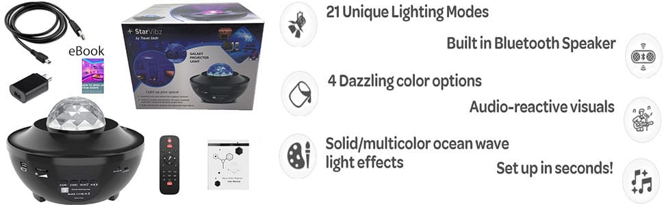 Wireless LED Projection Light Sound Control Auto Strobe Projector Lamp Bedroom Night Light (Black)