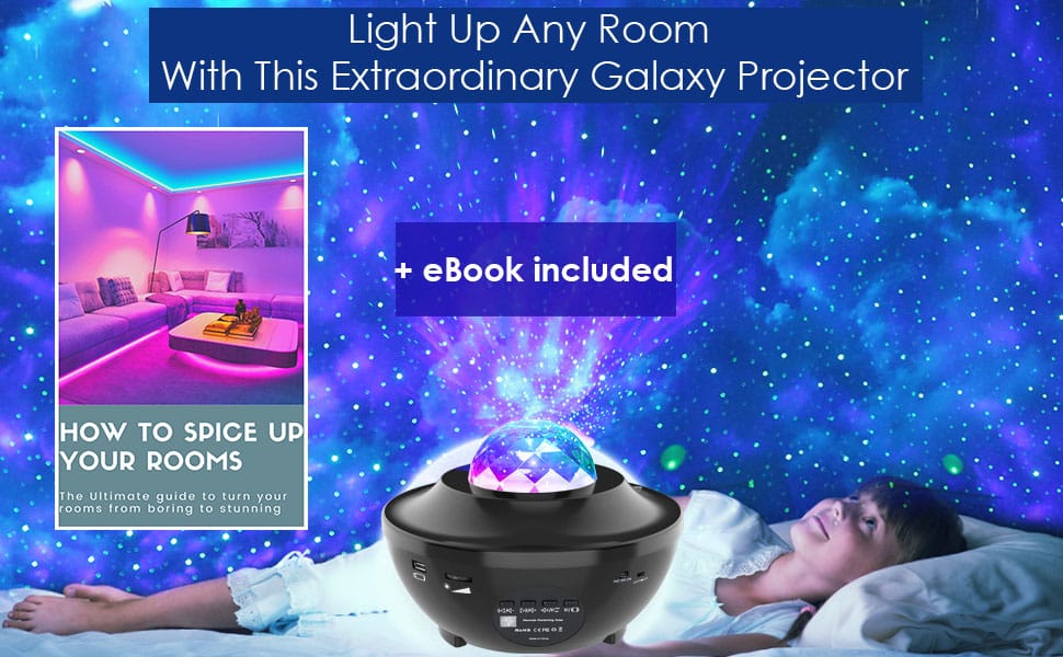 Wireless LED Projection Light Sound Control Auto Strobe Projector Lamp Bedroom Night Light (Black)