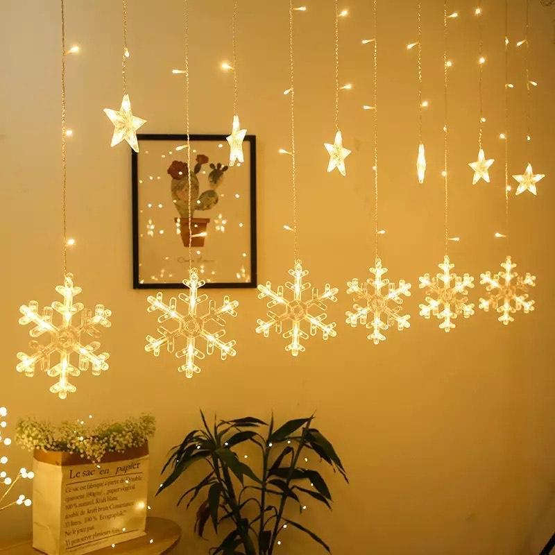 Snow Flakes Curtain Fairy Lights