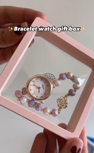 Pearl Beads Bracelet Watch With Box