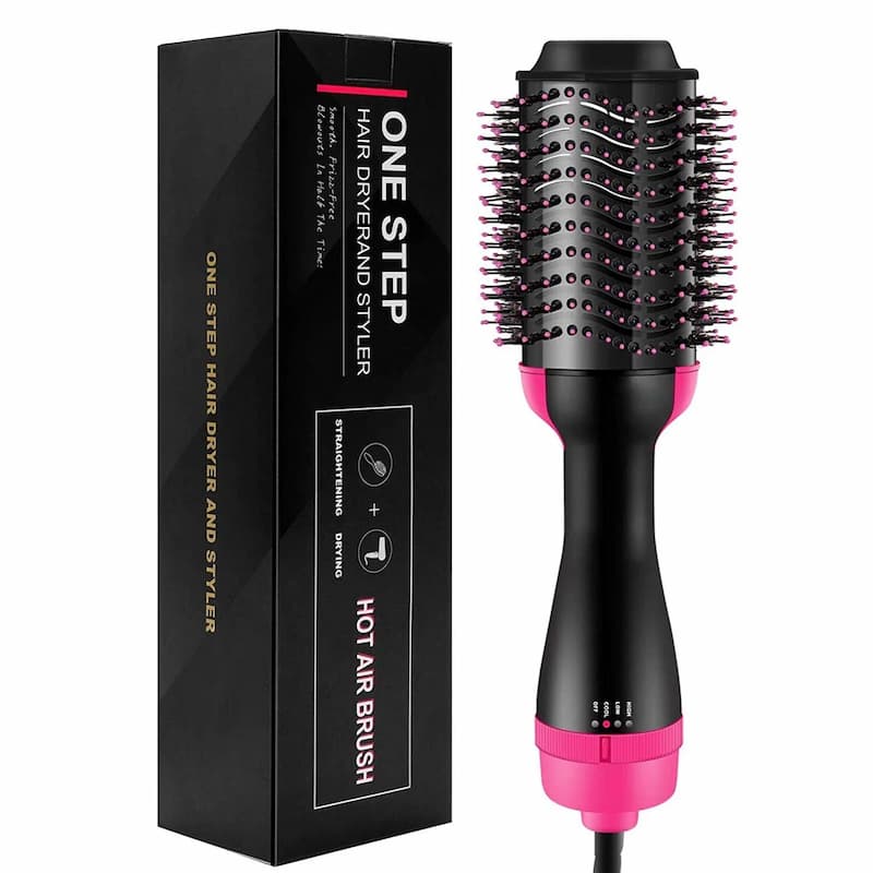 One Step Hot Air Brush – 2-in-1 Hair Dryer & Volumizer for Smooth, Shiny, Frizz-Free Hair