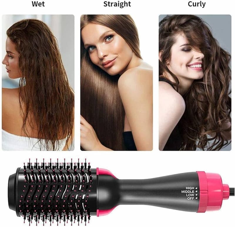One Step Hot Air Brush – 2-in-1 Hair Dryer & Volumizer for Smooth, Shiny, Frizz-Free Hair