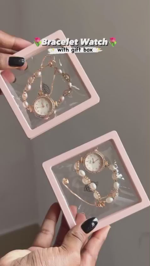 Pearl Beads Bracelet Watch With Box