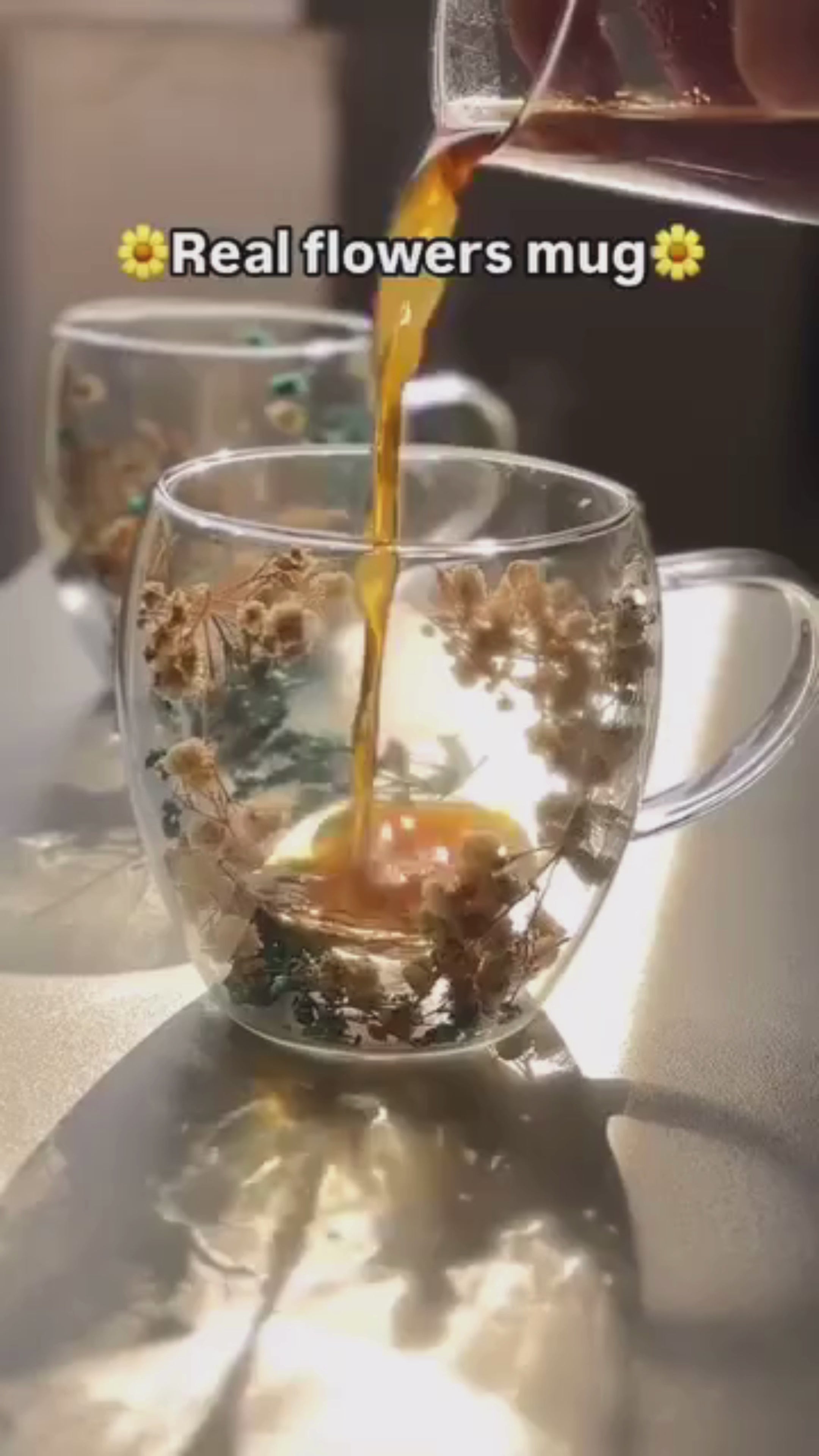 Double Wall Real Flowers Mug